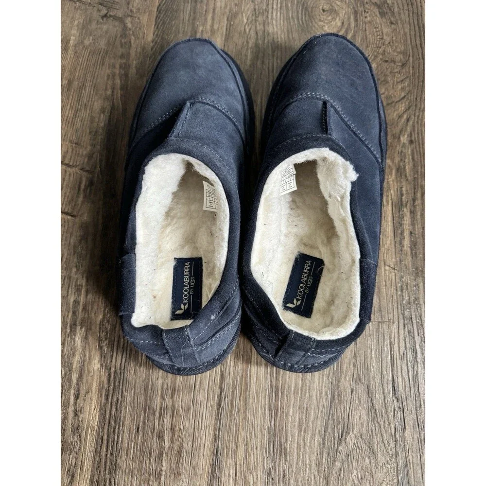 Koolaburra by UGG Mens Navy Suede Shearling Lined Mule Cozycore Slippers Size 9